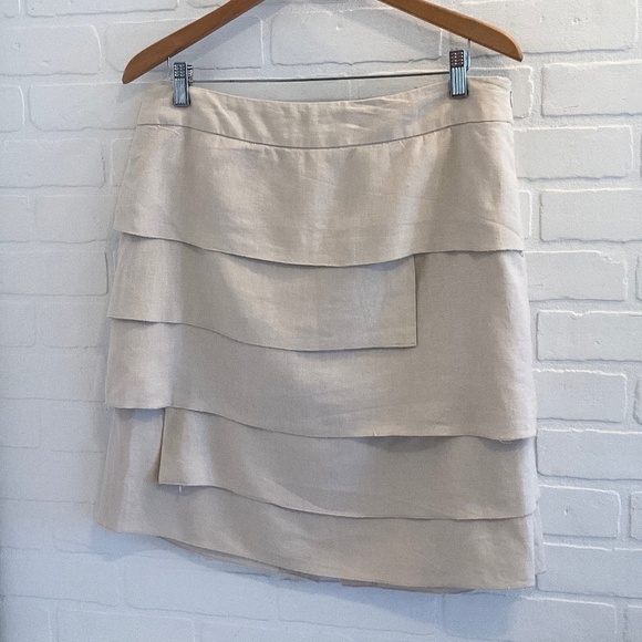 Larry Levine Skirt Linen/Rayon blend Ivory/Cream/Vanilla Pencil Size 12 - Picture 1 of 9